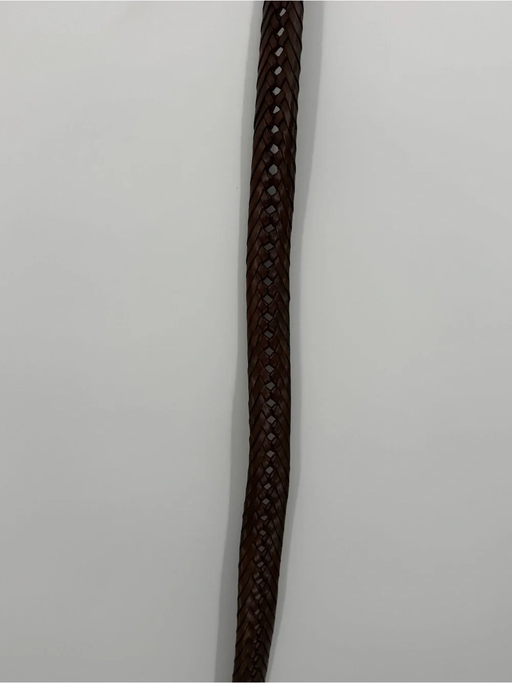 L.L. Bean Brown Braided Full Grain Leather Belt Brass Buckle Size 40